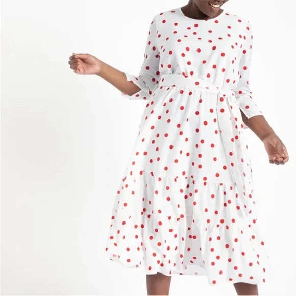NWT Eloquii Tiered Polka Dot Dress White
Red Size 22 - Picture 1 of 13